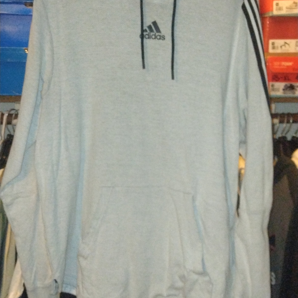 Adidas Hoodie - White w/ Stripe on both arms - XL